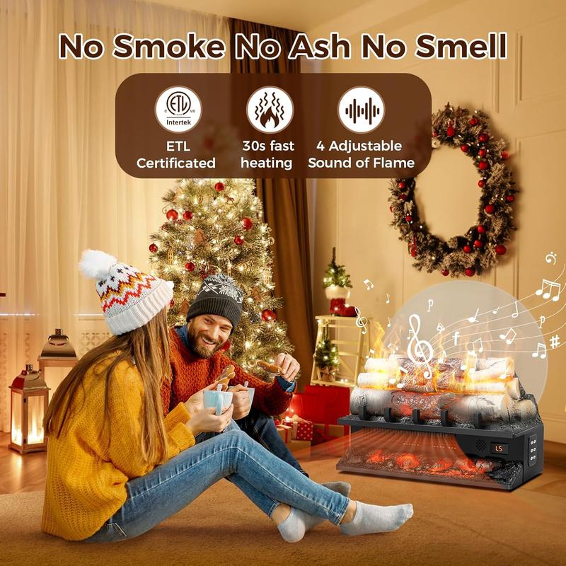 R.W.FLAME Electric Fireplace Insert Log Heater 21",750W/1500W Adjustable 5 Flame Brightness&Speed, Fireplace Insert with Realistic Ember Bed&Traditional Brown Log,Overheat Protection&Remote Control R.W.FLAME Electric Fireplace Insert Log Heater 21",750W/1500W Adjustable 5 Flame Brightness&Speed, Fireplace Insert with Realistic Ember Bed&Traditional Brown Log,Overheat Protection&Remote Control