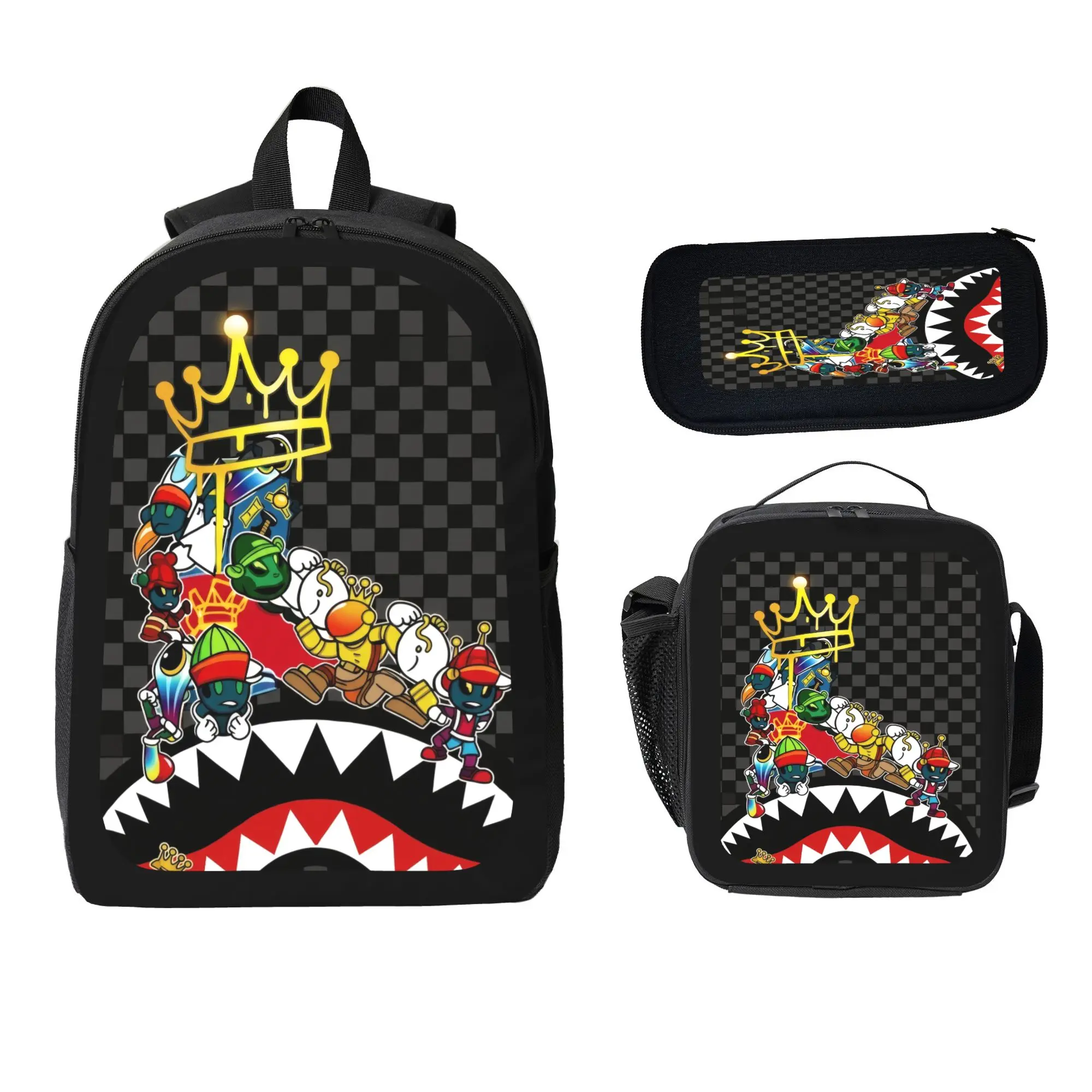 1-3PCS Pattern Backpack Set - Casual & Cool Trendy Backpacks, Urban Streetwear Graphic Art Travel Set with Lunch Bag & Pencil Case, for Sports Fans (1-3PCS Option Available), Casual Backpacks