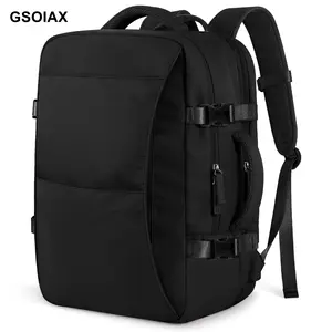 GSOIAX Large Capacity Travel Backpack Airline Approved Carry-On Suitcase-Style Opening Laptop Backpack with Shoe Compartment Waterproof Oil-Resistant Fabric