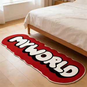 Creative Bedroom Letter Print Rug, Fashion My Word Long Mat, Soft Comfortable Plush Foot Pad, Suitable for Living Room Bed Bath, Fluffy Rug, Furry Soft Rugs, Home Decor Rug, Area Rugs