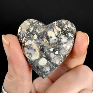 1.5in Maligano Jasper Heart Palm Stone, Indonesia 8