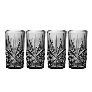 212 MAIN Godinger Dublin Midnight Highball Glasses - 4-Piece Set, Stylish Drinkware, Handcrafted Highball Shape Drinkware