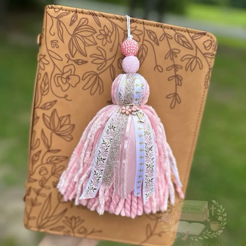 Light Pink and Cream Floral Bible Tassel