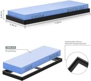 Sharpening Stone, Single sided whetstone, knife sharpener stone with a precision of 1000 Professional wet stone, Sharpening stone with rubberized non-slip base, Easy to use