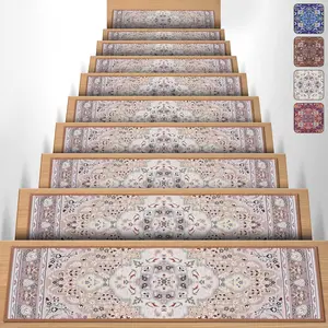 15 PCS Stair Treads Non Slip Peel and Stick Carpet Stair Treads for Wooden Steps Indoor 8x30 inch Self Adhesive Stair Runner Rugs for Dogs, Kids and Elders, Stairway Grip Step Treads Carpet Beige