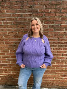 CUT OUT CABLE KNIT SWEATER