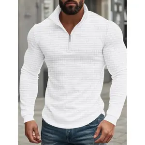 Men's Regular Fit Plain Half Zip Up Sweatshirt, Casual Long Sleeve Pullover for Spring & Fall, Fashion Men's Clothes for Daily Wear