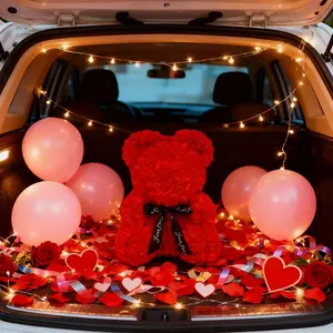 Everlasting Rose Bear Gift for Girlfriend or Best Friend, Creative Plush Doll for Valentine's Day & Birthday, Beautiful Flower Bouquet Decoration, Preserved Rose Bear