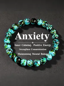 Natural Crystal Colorful Turquoise Beaded Bracelet, Positive Energy Jewelry, Enhances Communication & Balance, Unisex Spiritual Gift, Healing Crystal Bracelet