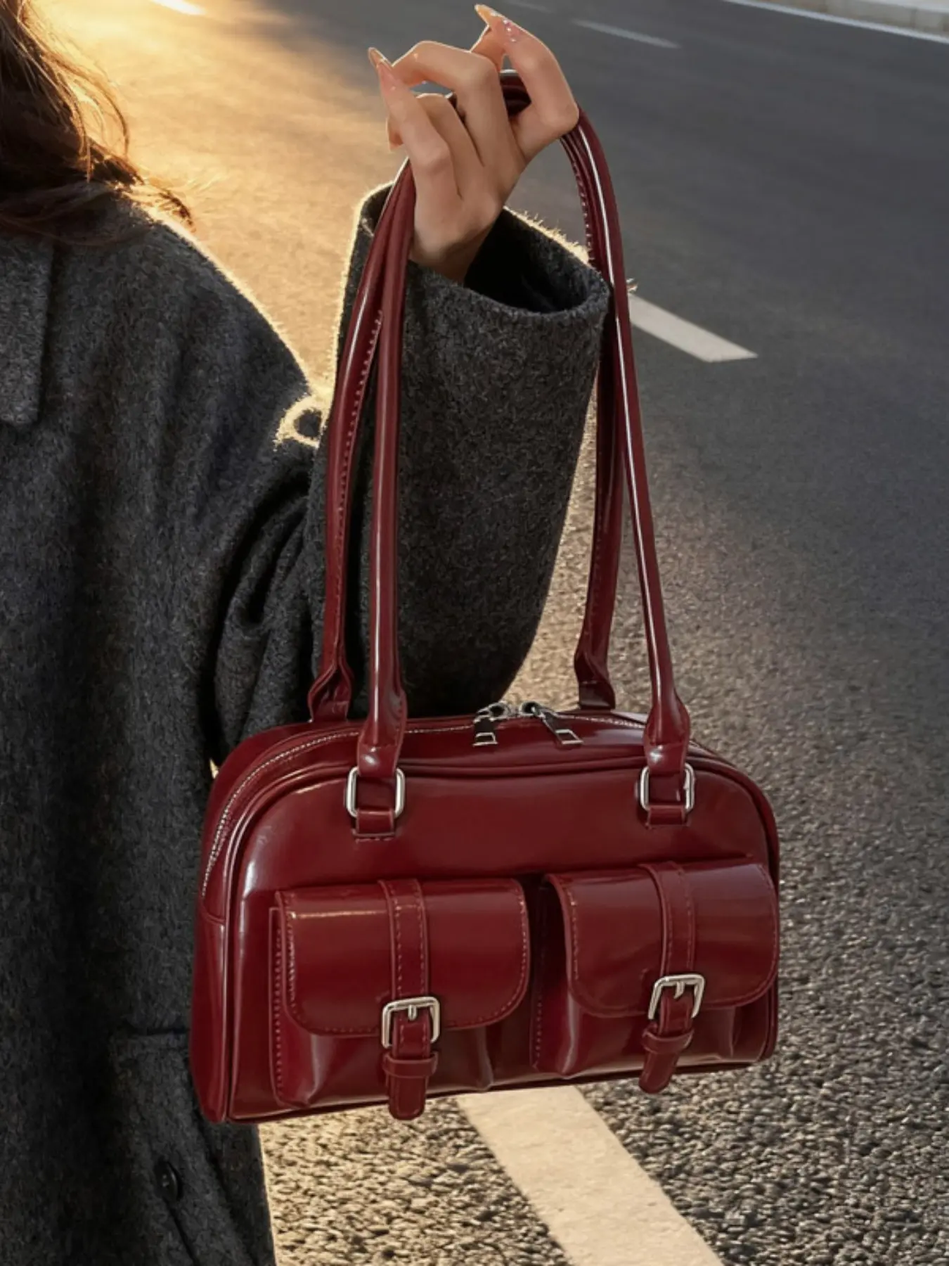 Seasonal Oil Leather Multi-Layer Handbag New Vintage High-End Commuter Pillow Bag Shoulder Bag, Durable Design, Casual Crossbody Bags, Stylish Versatile Bag, Crossbody Handbags