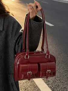 Seasonal Oil Leather Multi-Layer Handbag New Vintage High-End Commuter Pillow Bag Shoulder Bag, Stylish and Durable Design, Casual Crossbody Bags