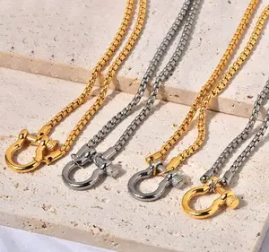 N318- Geometric 18K Gold Plated 316L Stainless Steel Necklace!