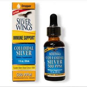 Natural Path Silver Wings Colloidal Silver 500PPM, Amber Brown Liquid Immune Support, 1 Fl Oz (Pack of 1)
