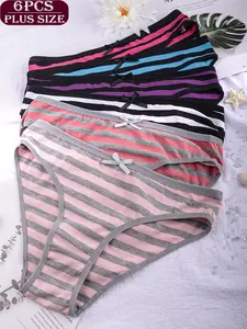 Women's Striped Low Waist Panties Set, Breathable Comfortable Triangle Underwear, All Day Wear, Summer Essential, Fitted Sexy Style