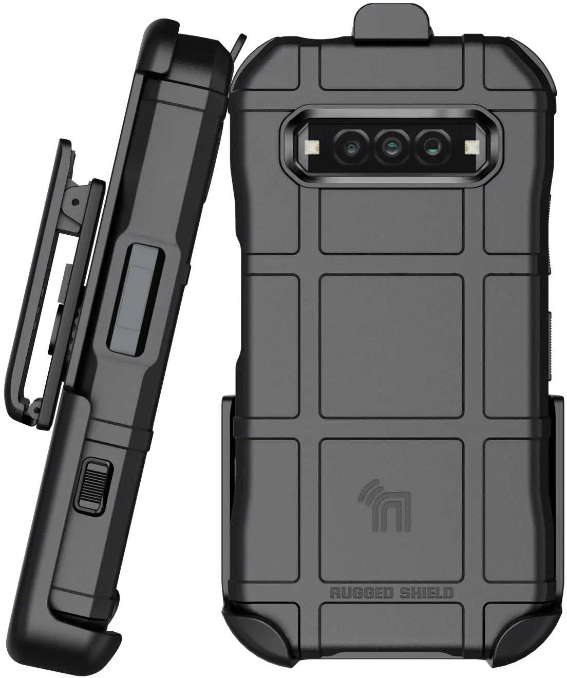 Case with Clip for Kyocera DuraForce Pro 3 Phone, Nakedcellphone Special Ops Armor Rugged Shield Protective Cover and [Rotating Ratchet] Belt Hip Holster [Matte Grip Texture]