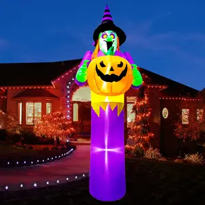 DomKom 10FT Halloween Inflatables Decoration Witch,Build-in LED Lights Holiday Blow Up Yard Decorations,for Halloween Holiday Party,Outdoor,Garden,Yard Lawn Decor