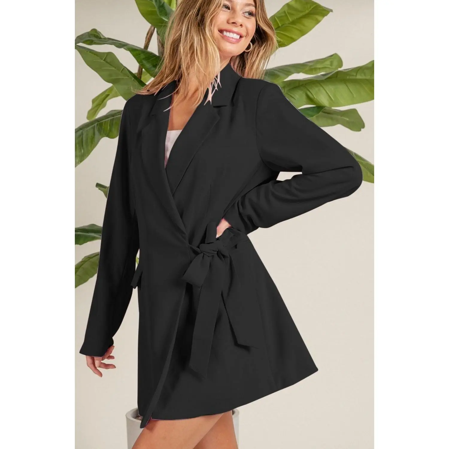 BiBi Wrap Tie Detailed Long Blazer