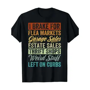 I Brake for Flea Markets, Garage, Estate T-ShirtSame style for men and women 2025 summer short-sleeved printed T-shirt pure cotton G, Summer Outfit, Flea Market Attire, Vintage Tshirt, Retro Design, Lightweight Fabric, Soft Cotton Shirt, Printed Apparel,