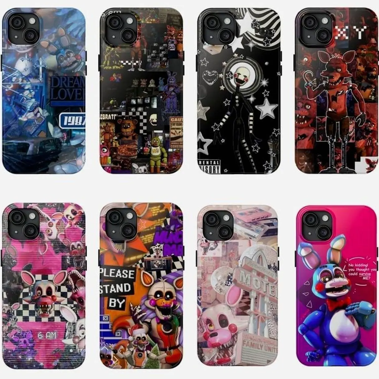 8 vers Five Nights at Freddy's 2 Tough Phone Case, FNaF Collections Case Cover Y627 | Phone Case Compatible with iPhone 17 16 15 14 13 12 11 pro pro max & Samsung S25 S24 S23 S22 S21 Durable Protection Dual Layer Design Glosy VJK