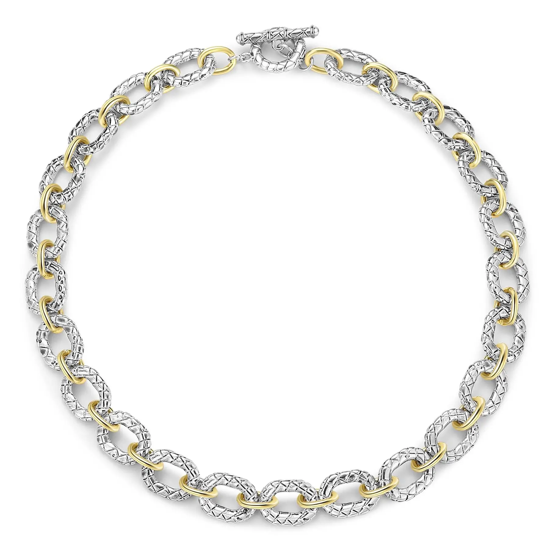 Mytyys Women's Link Necklace Double Twist Wire Chain 2 Tone Necklaces Christmas New Year Jewelry Gift Jewellery