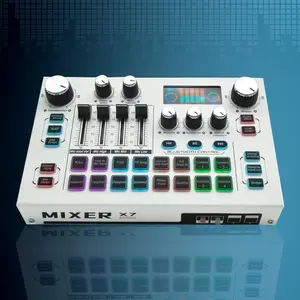 Mixer, 48V Live Broadcast Audio Mixer, Streaming Mixer, Professional Microphone Live Sound Card, Audio & Video Product for Home, KTV, Stage
