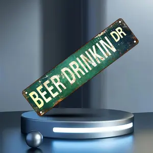 Beer Drinking Letter Pattern Street Sign, UV Printed Desktop Plaque, Wall Mount Decor for Indoor & Holiday
