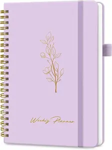 A5 Undated Weekly Planner Notebook, To Do List Organizer with Goal & Habit Tracker, Spiral Bound Weekly Schedule Planner for Work, Study & Personal Productivity (Purple)