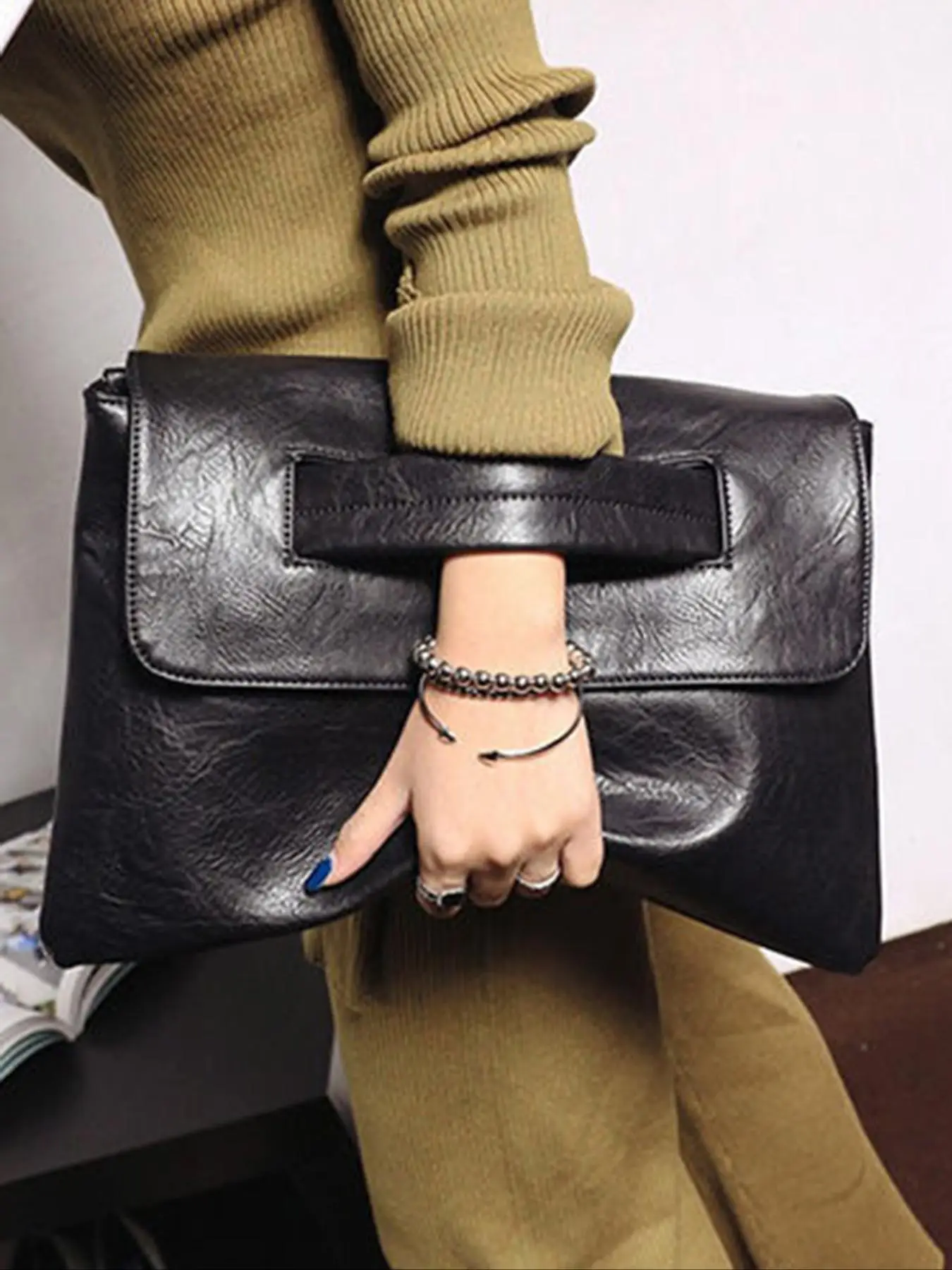 Summer Simple Solid Glamorous Evening Bag for Women & Girls, 2025 Vintage Fashionable Casual Pu Leather Clutch Bag, Female Simple All-match Bag for Pa