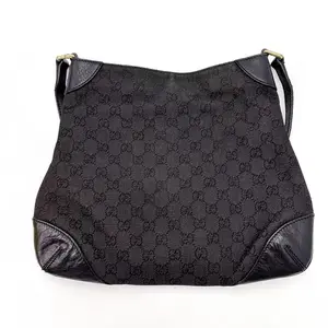 Pre-owned GUCCI Leather Shoulder Bags Shoulder Bag GG Nylon Black Bag