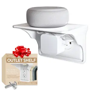 Horizontal Power Perch Wall Outlet Shelf for Efficient Use of Space in Home & Office - Helps Organize Phones, Devices, Decor, and Accessories in the Kitchen, Bathroom, Bedroom Racks