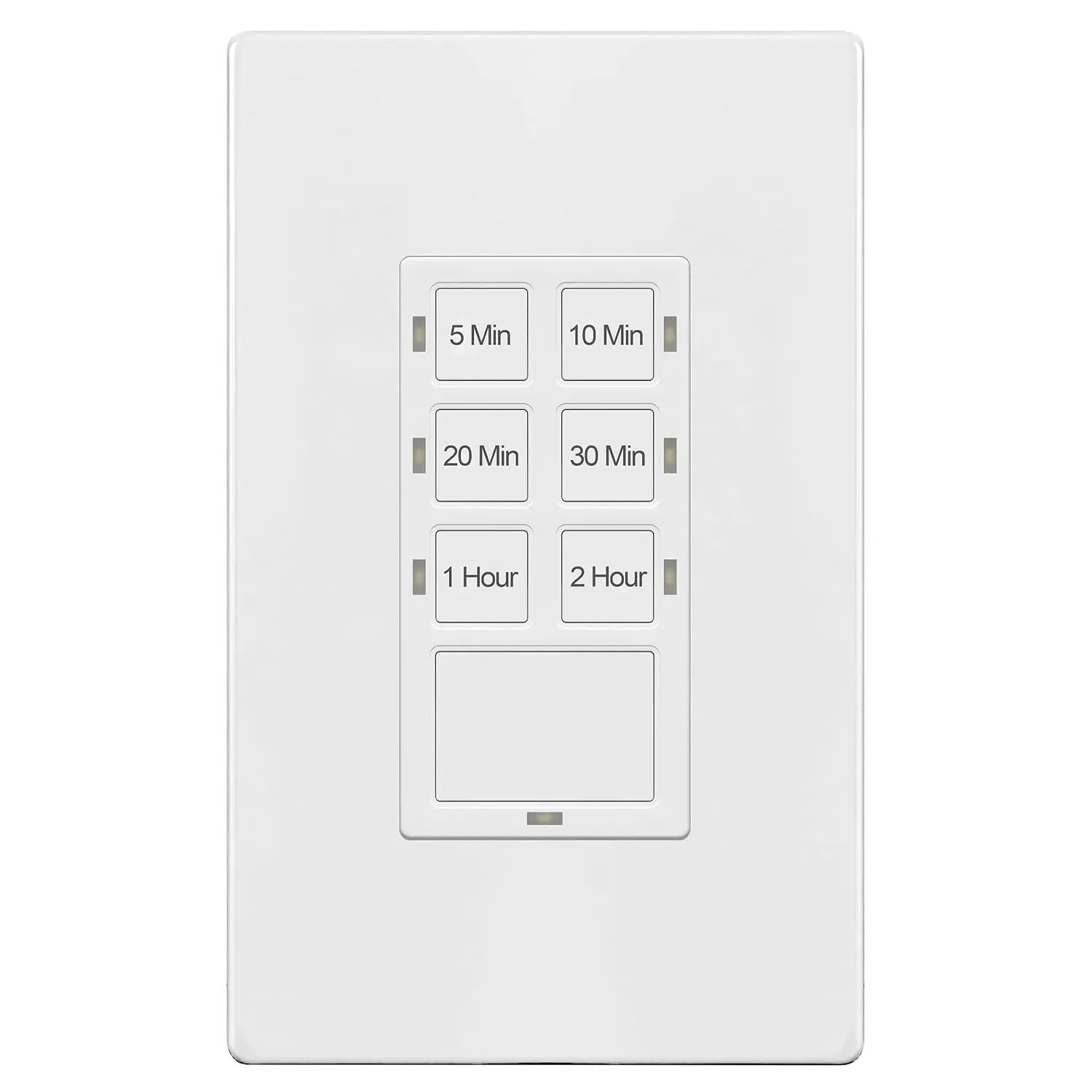 TG 2-Hour Countdown Timer Switch, 5-10-20-30 Min, 1-2 Hr, for Bathroom Fans, Heaters, Lights, LED Indicator, 120VAC 800W, No Neutral Wire Required, UL Listed, White