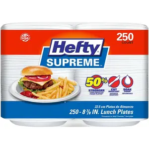 Hefty Supreme Foam Lunch Plates, 8.9 Inches – Heavy-Duty Disposable Plates, 250 Count Pack – Durable & Sturdy for Parties, Events & Everyday Use