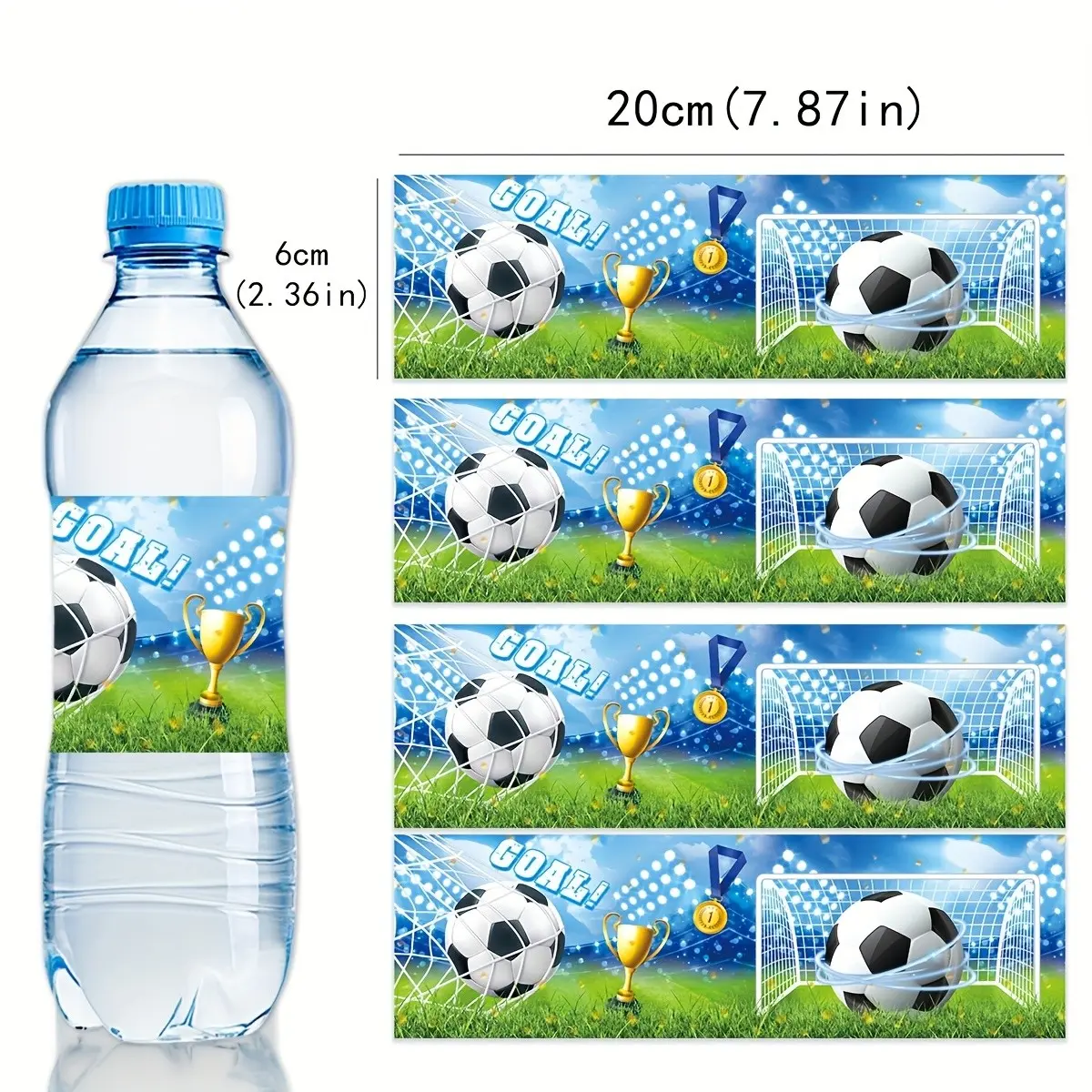 10PCS/set blue football water bottle labels, sports-themed decorative water bottle labels, water bottle packaging sticker labels, for birthday party decoration, Birthday Party Cup Packaging Decoration Supplies