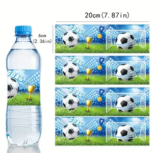 10PCS/set blue football water bottle labels, sports-themed decorative water bottle labels, water bottle packaging sticker labels, for birthday party decoration, Birthday Party Cup Packaging Decoration Supplies