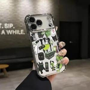 Monster Energy Cat Collage Phone Case for iPhone 17 AIR 17 PRO 16 PRO 15  PRO MAX  14 PLUS 13 PRO 12 11 series (silicone softshell) airbag anti-drop and shockproofmobile phone protective case