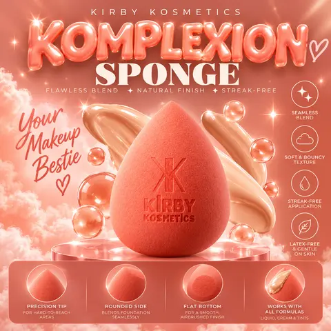 Kirby Kosmetics Komplexion Perfection Makeup Sponge – Soft, Seamless Blending for a Flawless Finish