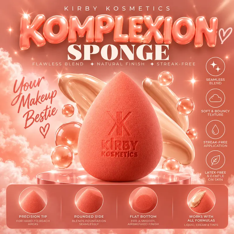 Kirby Kosmetics Komplexion Perfection Makeup Sponge – Soft, Seamless Blending for a Flawless Finish
