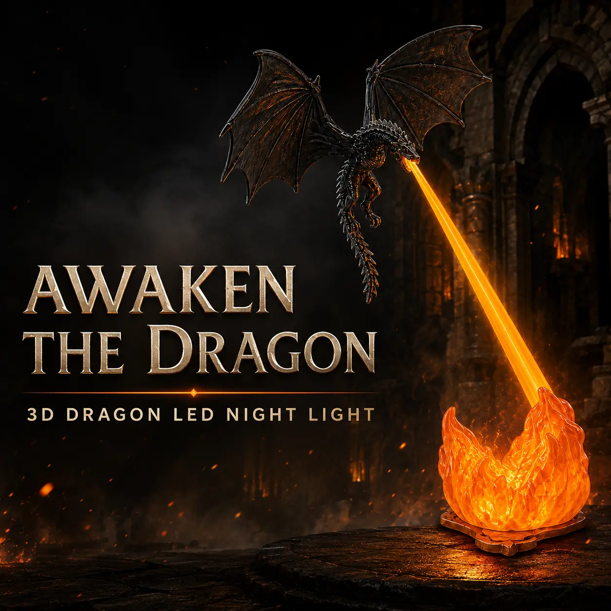 Dragon Breath Dracarys Night Light,3D Dragon LED Night Lamp,Medieval Fantasy Dragon Decor,Ice and Fire Dragon Lamp,Dark Fantasy Desk Light,Gaming Room Decor,Gothic Dragon Nightstand Lamp,Dragon Rider Inspired Gift,Fantasy Series Fan Gift,USB Ambient Light