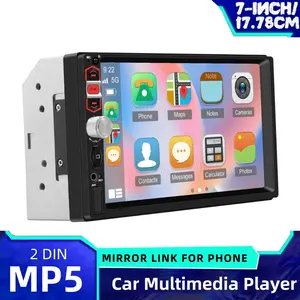 17.78cm HD Touchscreen Car Stereo with 2-in-1 Radio & MP5 Player, Mirror Link/Hands-Free Calling, Colorful Backlight, SWC/FM/USB/SD/Aux/12 LED Camera, Car Video Player