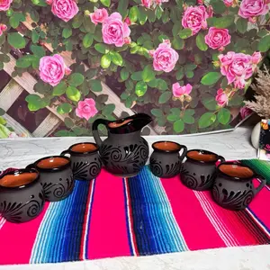 Engove Milk Jug Relieve color negro Set. (Cielito Lindo). Tea Home Cup