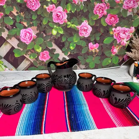Engove Milk Jug Relieve color negro Set. (Cielito Lindo). Tea Home Cup