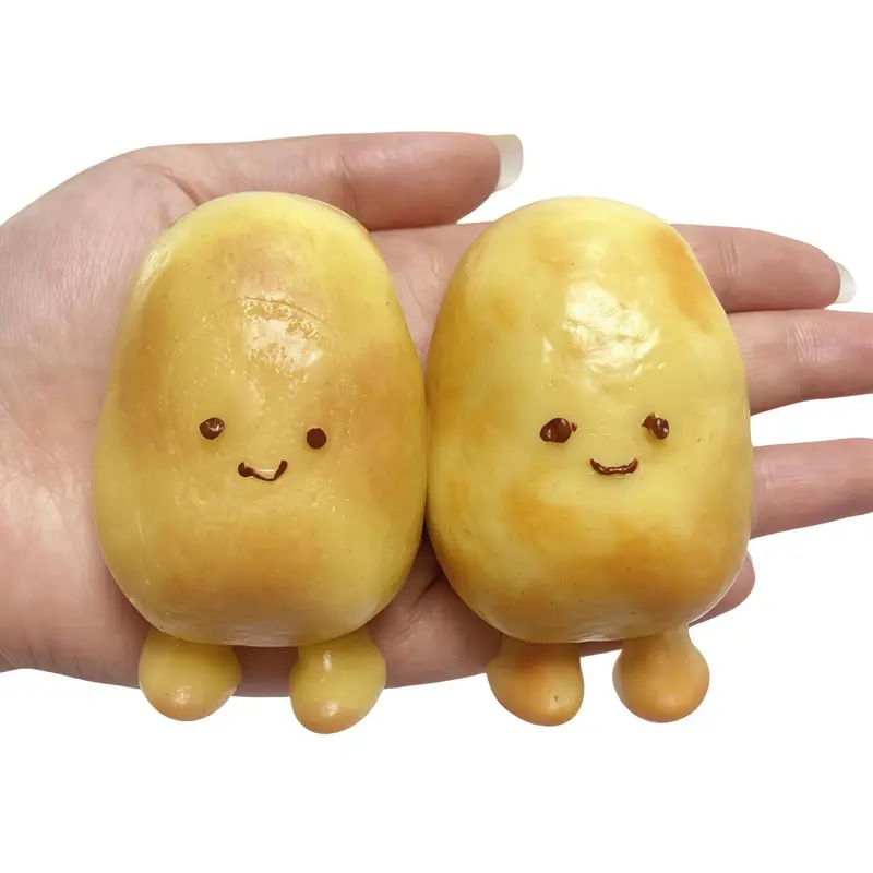 2Pcs Potato Taba Squishy, Kawaii Squeeze Toys Pinch Cute PVC Fufu Squishy Toys for Anxiety Relief, Soft Stress Toys for Party, Favors Novelty Things OPP Packaging, Silicone Slow-Rising