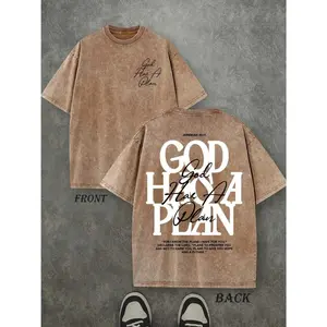 Vintage Washed Oversized Graphic Tee "God Has A Plan" Y2K Streetwear Aesthetic T-Shirt ivori merch tech jacket tech jacket oversized shirts book wind breaker rod wave shirt white tee world tshirts