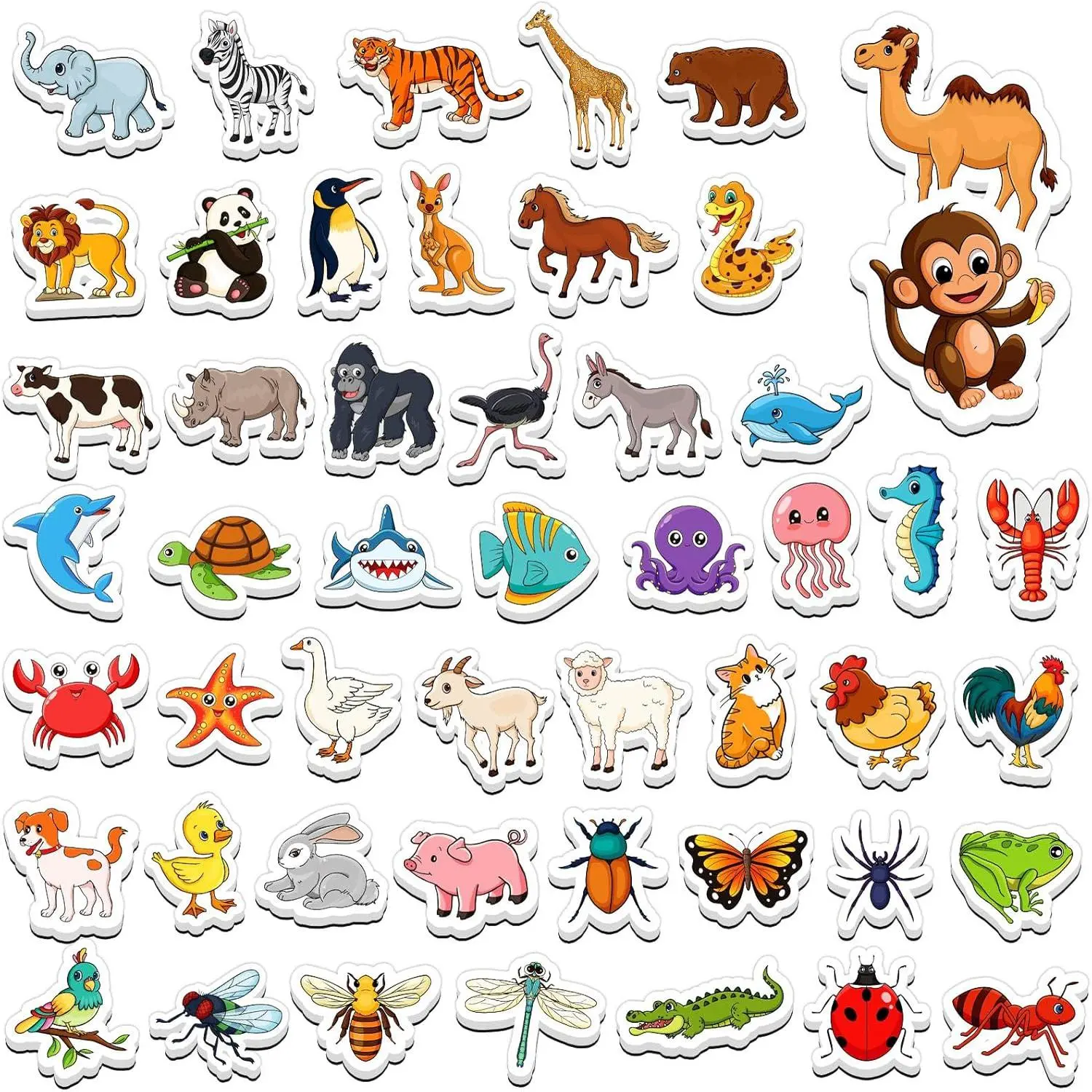 X-RM04 50-Piece Colorful Irregular Animal Ethylene Vinyl Acetate (EVA) Foam Refrigerator Magnets Set, Strong Magnetic Metal Hold Home Decor, Parent-Child Preschool Babies Educational Toys, Whiteboard Supplies with Vegetable-Themed Accents