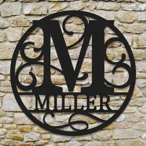 Round Personalized Metal Monogram Sign Wedding Gift Family Name Sign Outdoor Name Sign Last Name Sign Metal Sign. Front Door