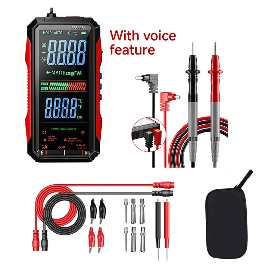 USB Rechargeable 6000 Counts Digital SmartMultimeter Auto-Ranging with Large DisplayCapacitance Ac/Dc Voltmeter Resistance NCVTemperature Continuity Diode Live Check Electric Tester Tool