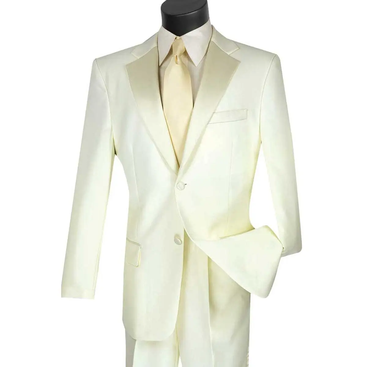 Mens Classic 2 Button Poplin Tuxedo in Ivory