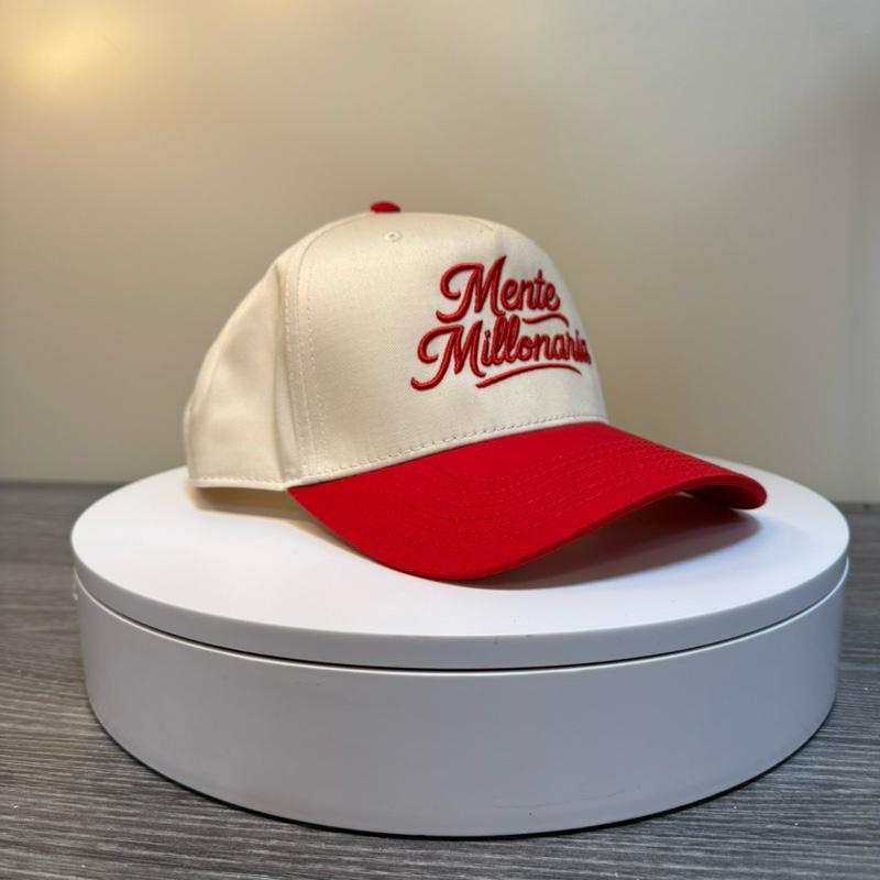 Mente Millonaria Hat - Natural & Red Trucker Cap with Embroidered Logo for Men and Women