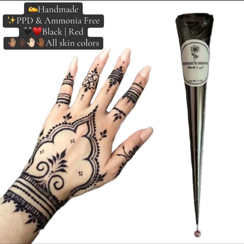 Sophie’s Henna Black/Red/Pink Henna cone - PPD and Ammonia Free - Fast 10 minute dry time - Smooth Application