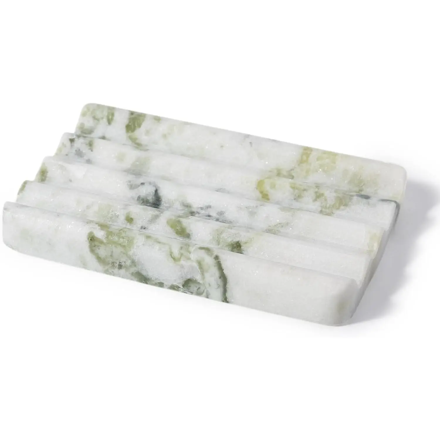 Marble Soap Dish, Large Stone Bar Soap Holder Shower, Green Bathroom Soaps Saver, Easy Cleaning Natural Stone Sponge Holder for Kitchen Sink, Executive Jewelry Ring Tray